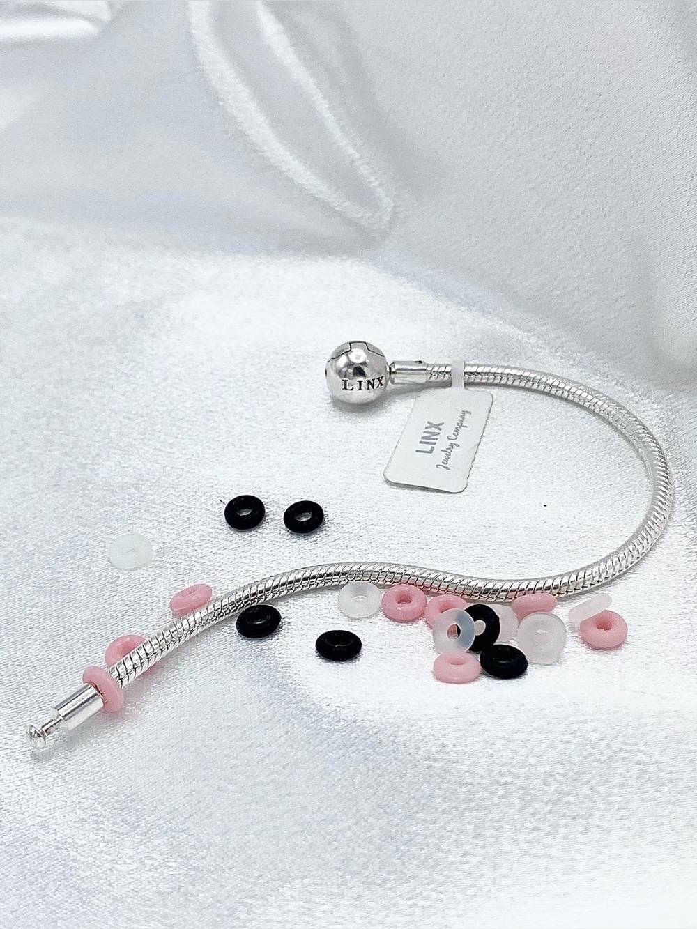 10 Clear Pink or Black Silicone Grips for Charm Bracelet